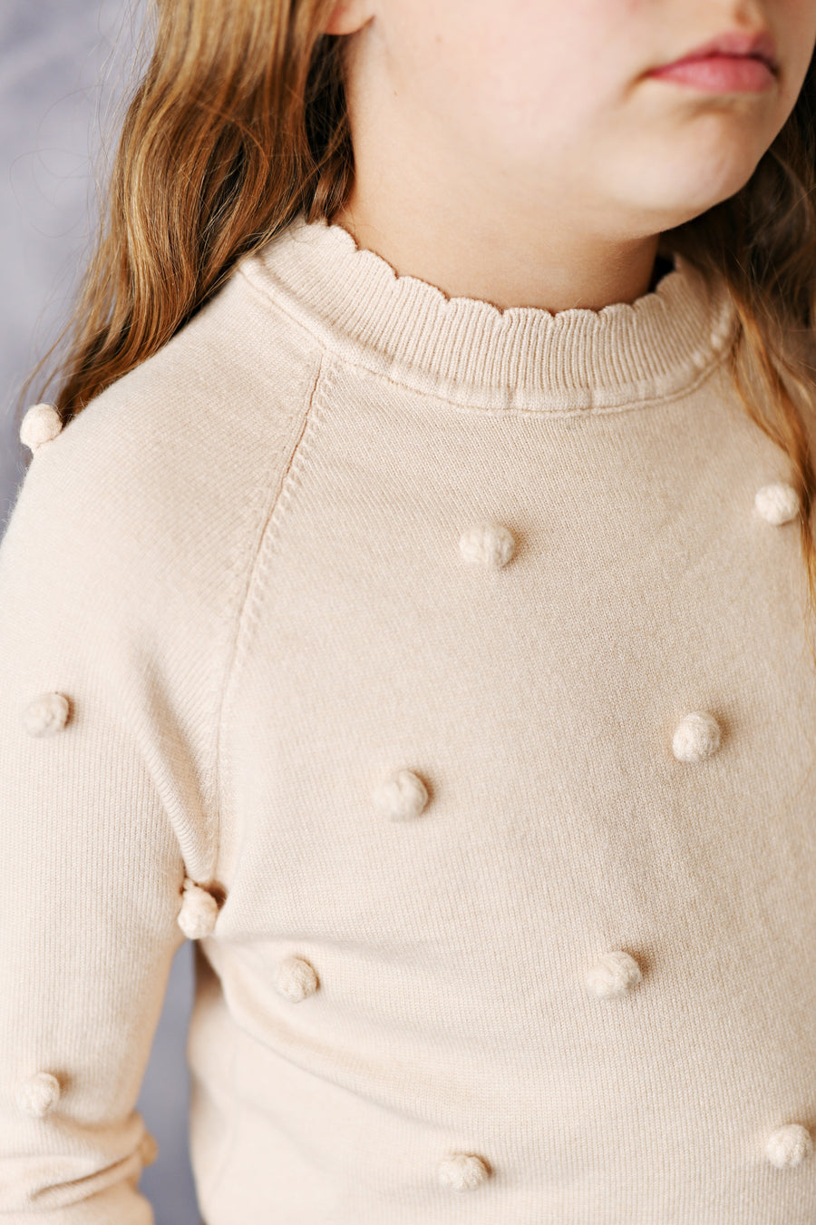 Beige Pom Sweater