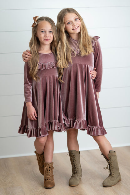 Booke Rosy Dusk Velvet Twirl Dress