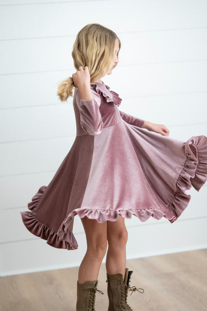 Booke Rosy Dusk Velvet Twirl Dress