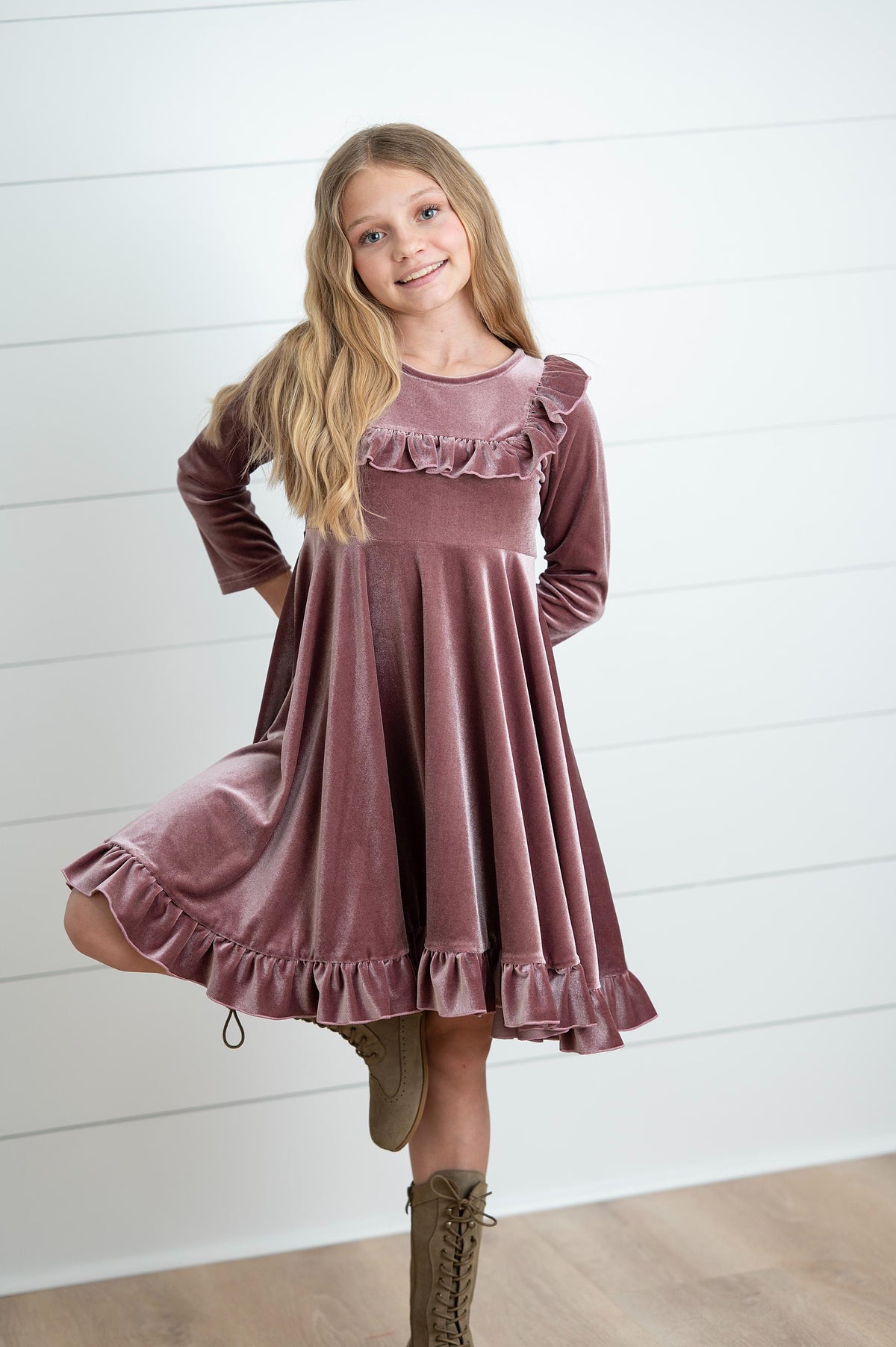 Booke Rosy Dusk Velvet Twirl Dress