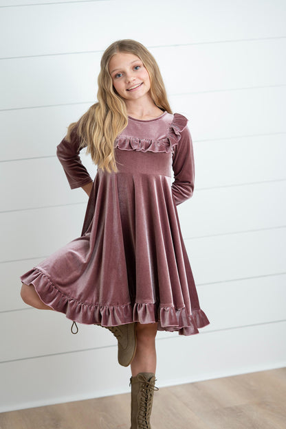 Booke Rosy Dusk Velvet Twirl Dress