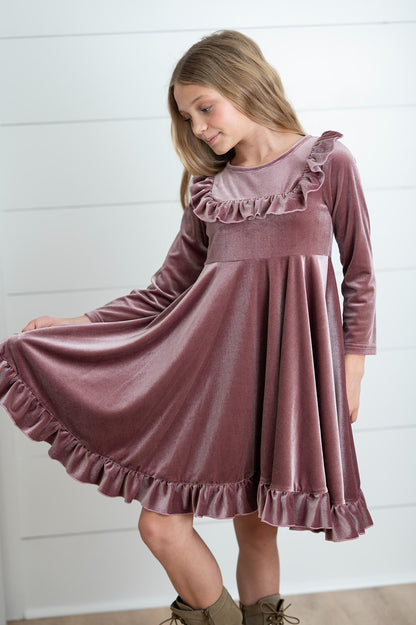 Booke Rosy Dusk Velvet Twirl Dress