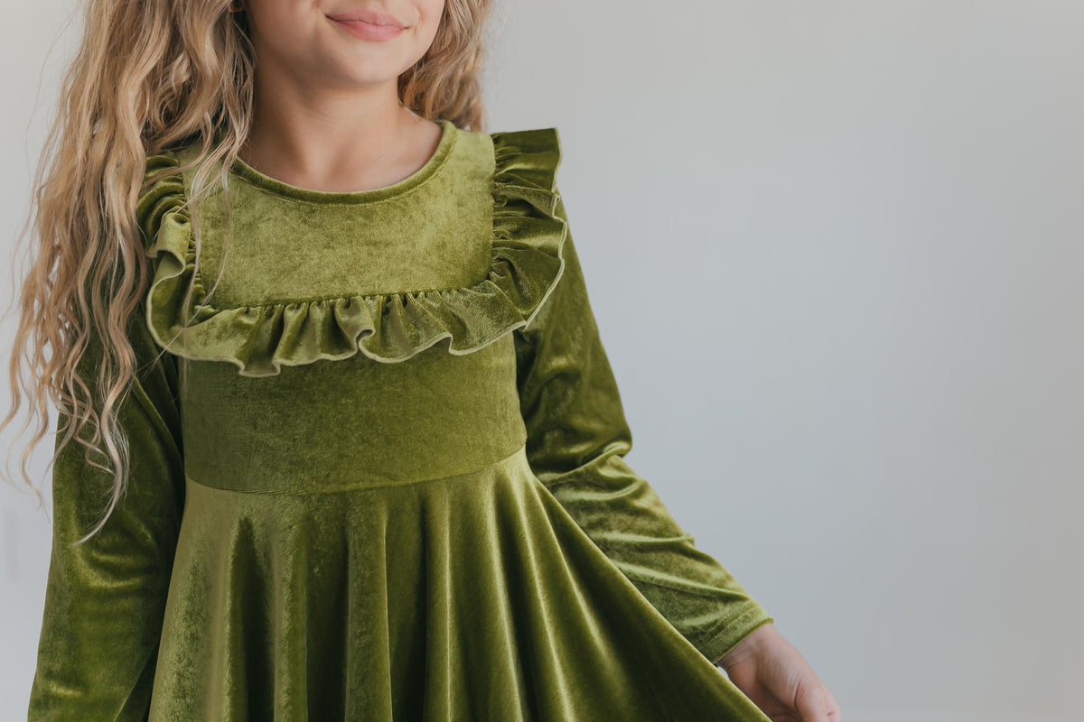 Brooke Green Fir Velvet Twirl Dress