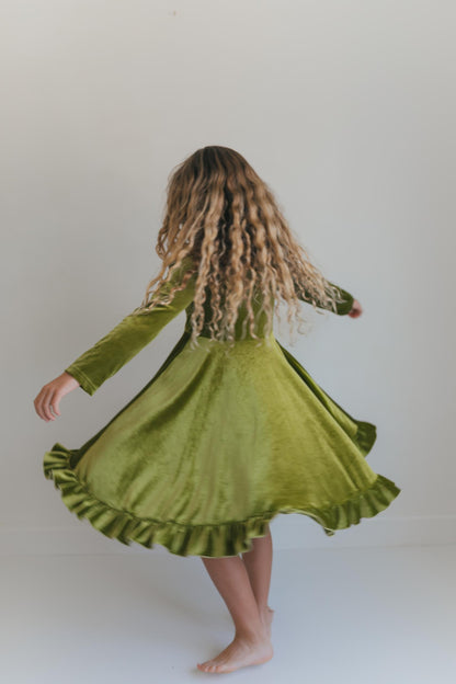 Brooke Green Fir Velvet Twirl Dress