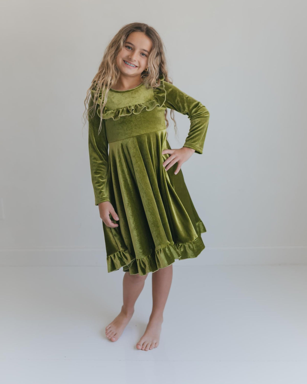 Brooke Green Fir Velvet Twirl Dress