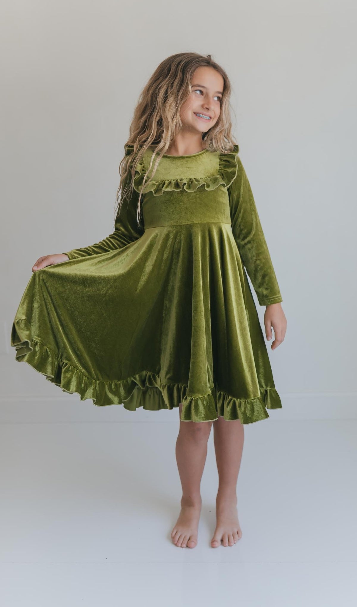 Brooke Green Fir Velvet Twirl Dress