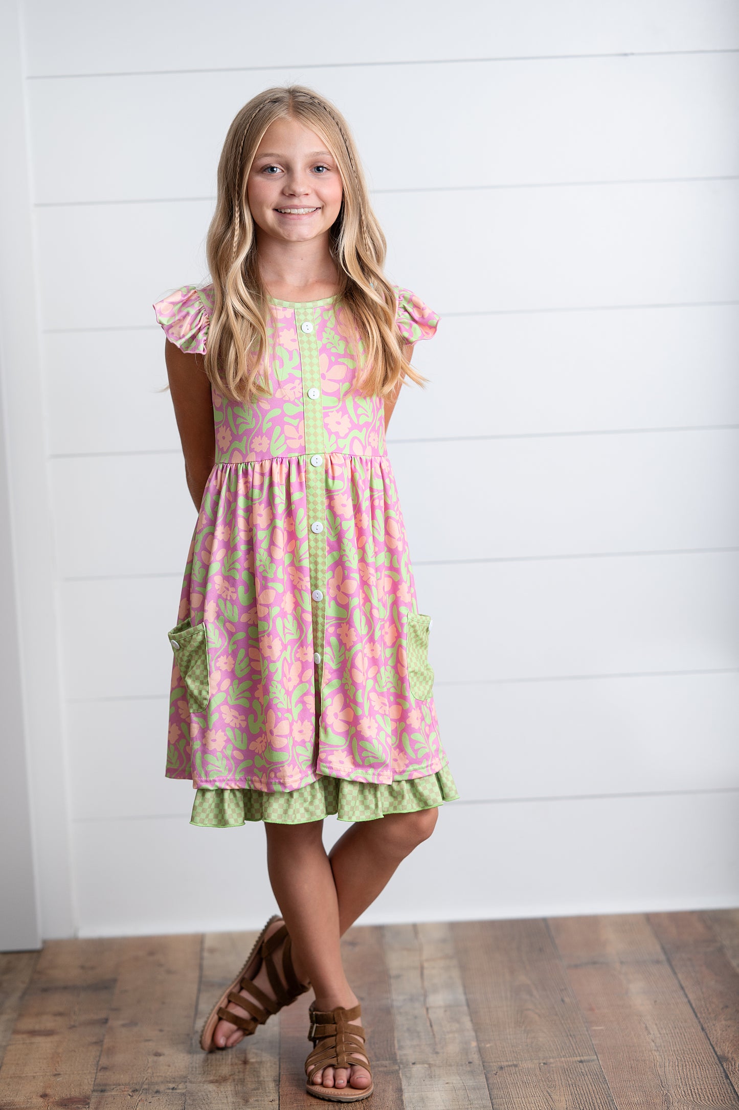 Camila Green Floral Pocket Dress