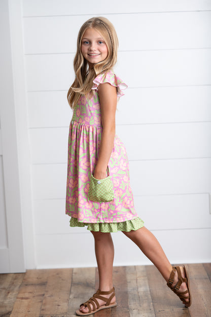 Camila Green Floral Pocket Dress