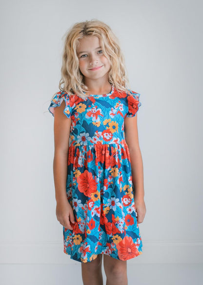 Coral Floral Claire Dress