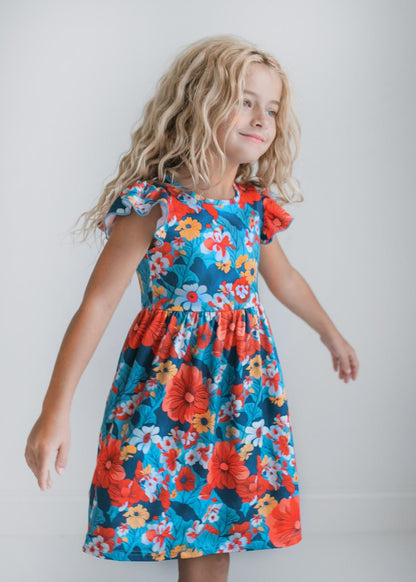 Coral Floral Claire Dress