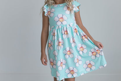 Claire Mint Floral Dress