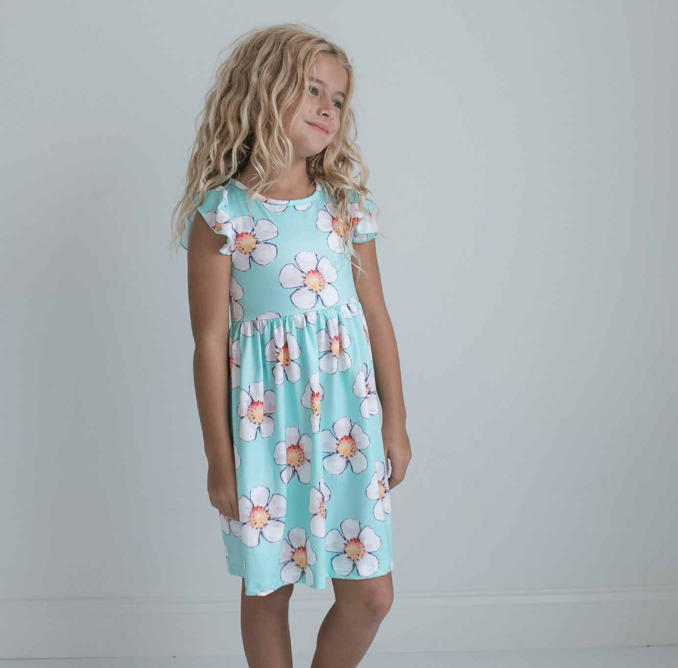 Claire Mint Floral Dress