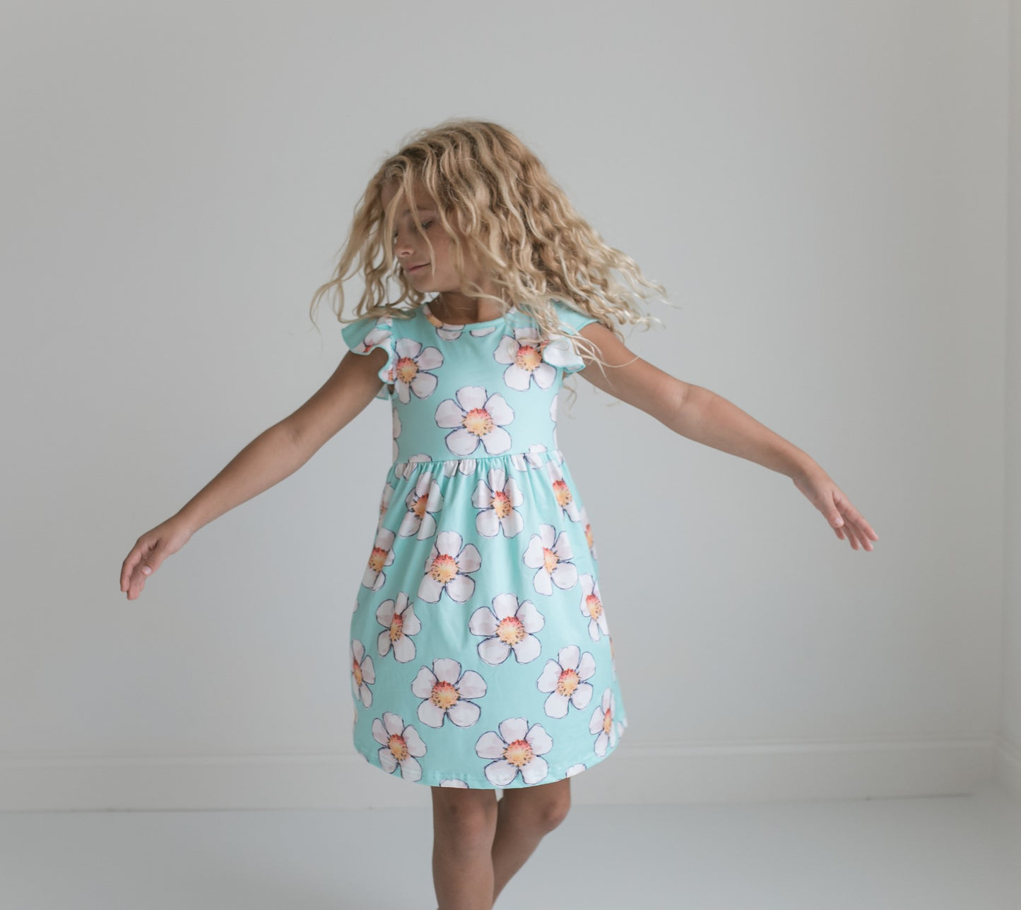 Claire Mint Floral Dress