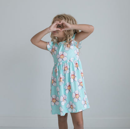 Claire Mint Floral Dress