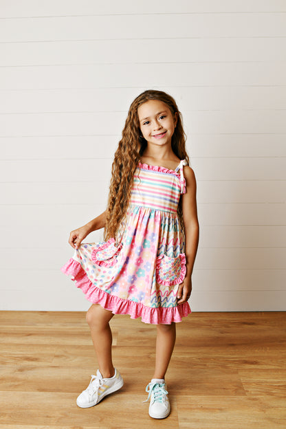 Summer Floral Panel Tie Dress