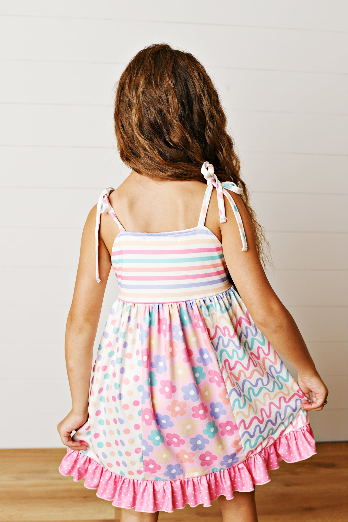 Summer Floral Panel Tie Dress