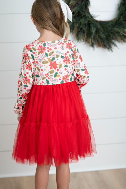 Ella Christmas Poinsettia Twirl Dress