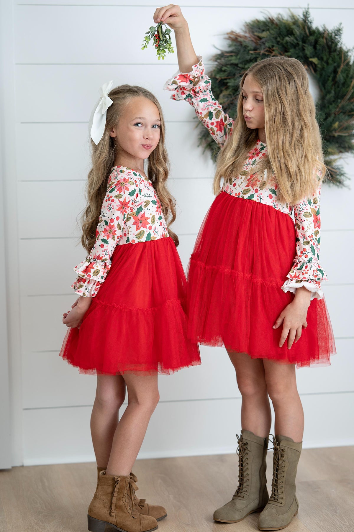 Ella Christmas Poinsettia Twirl Dress