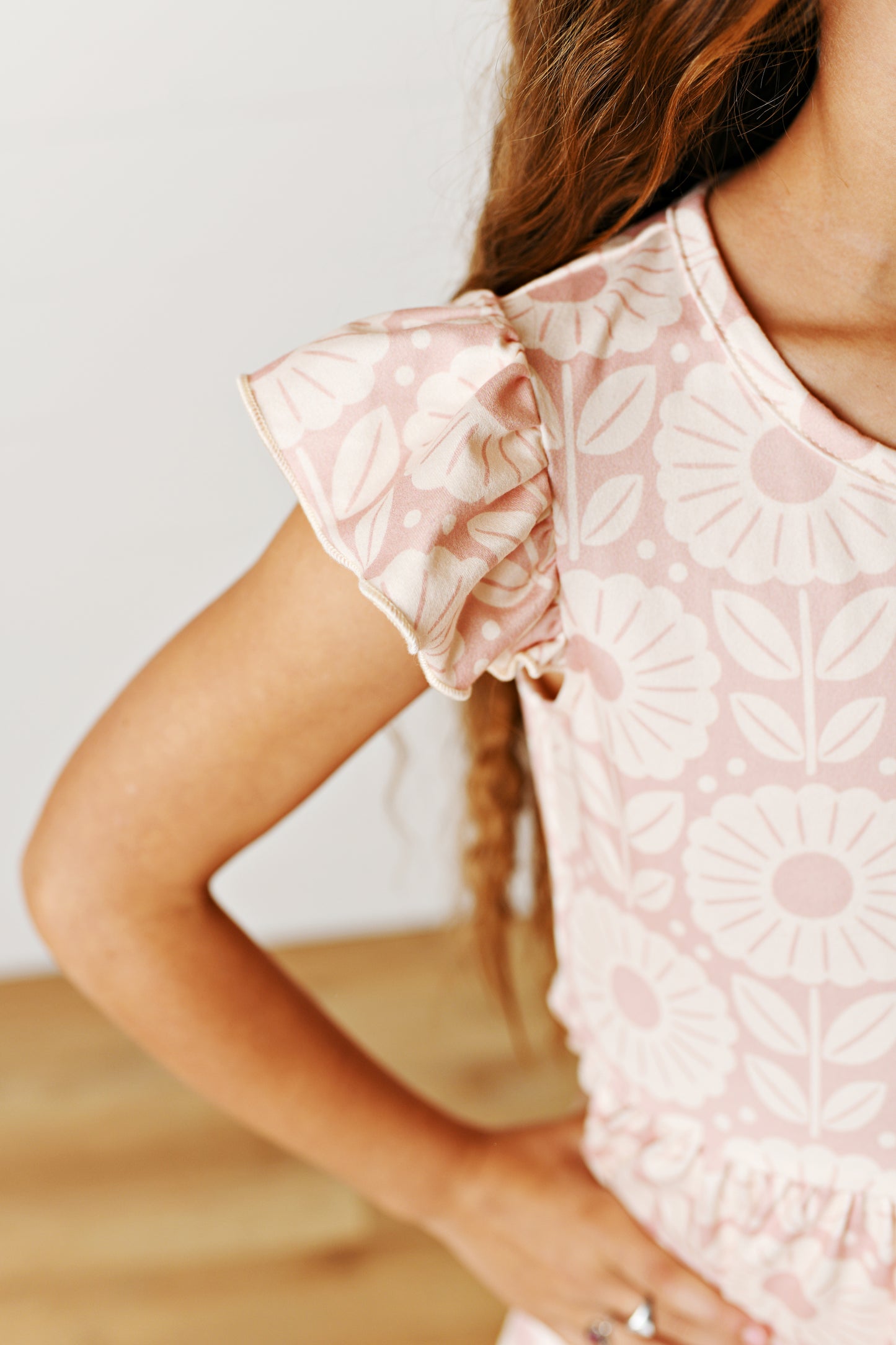 Emma Blush Floral Flutter Dress