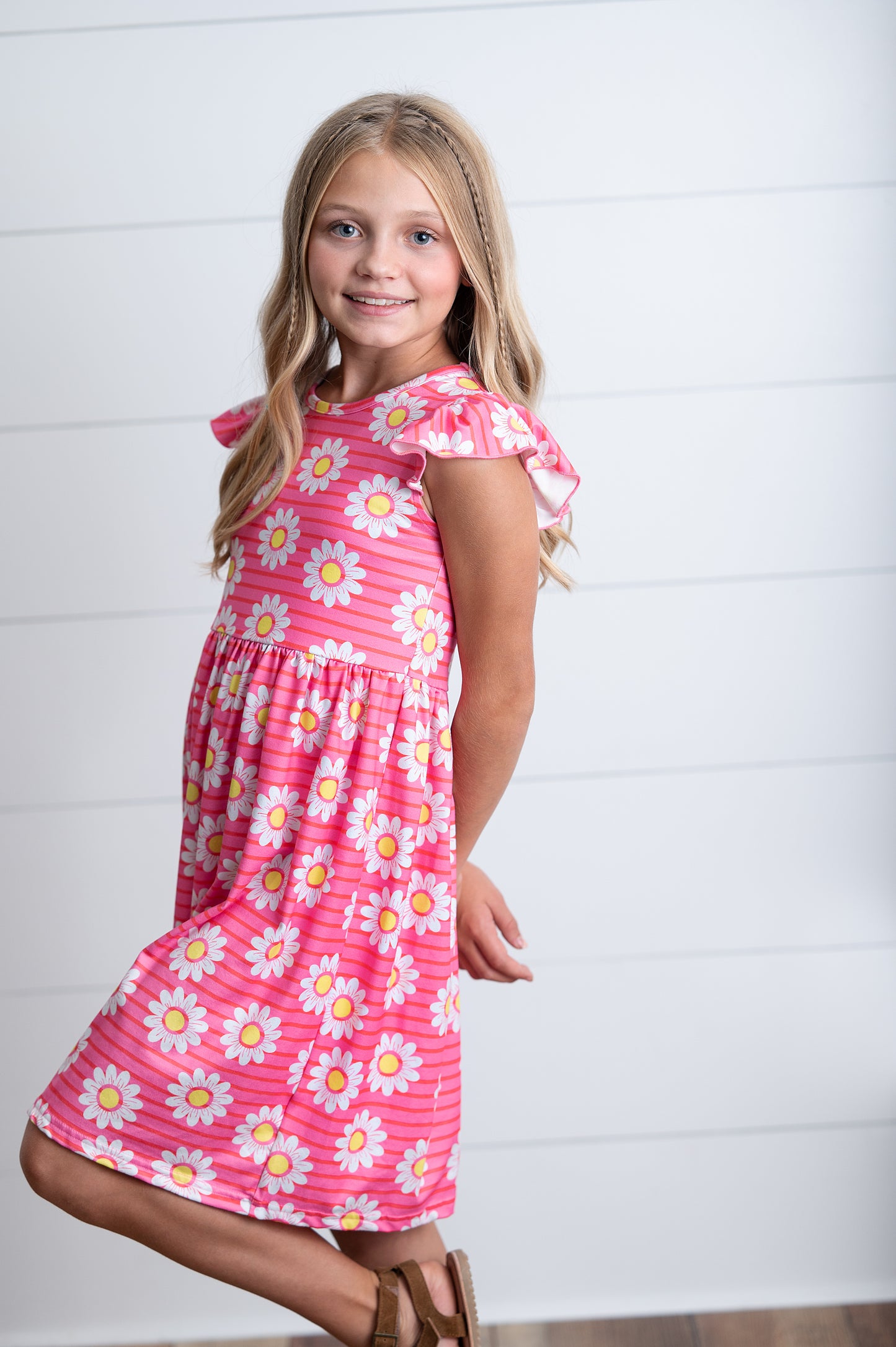 Emma Pink Daisy Flutter Dress