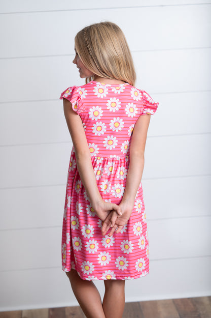 Emma Pink Daisy Flutter Dress