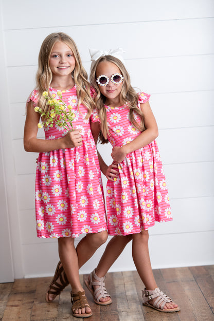 Emma Pink Daisy Flutter Dress