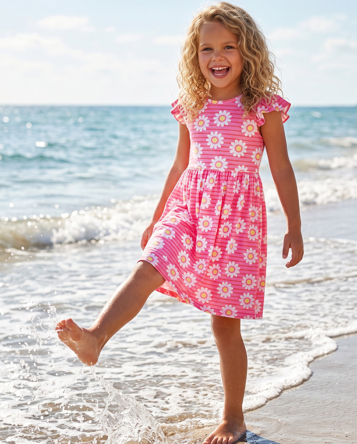 Emma Pink Daisy Flutter Dress