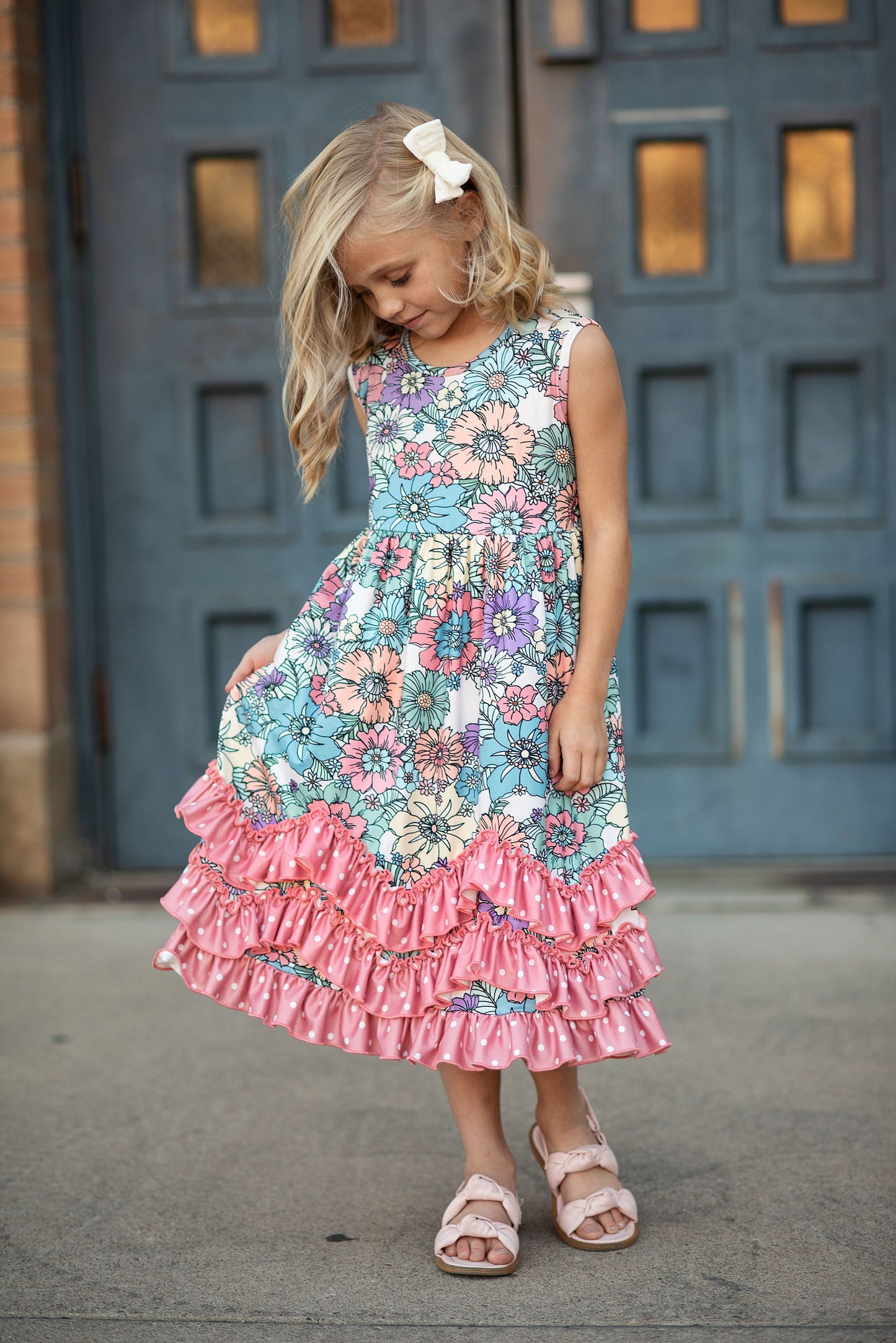 Floral 3 Ruffle Dress