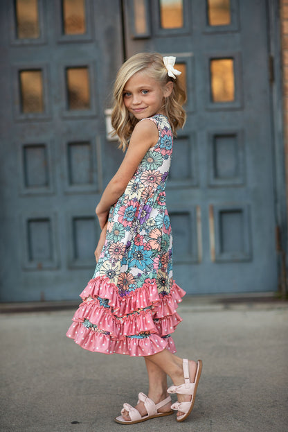 Floral 3 Ruffle Dress