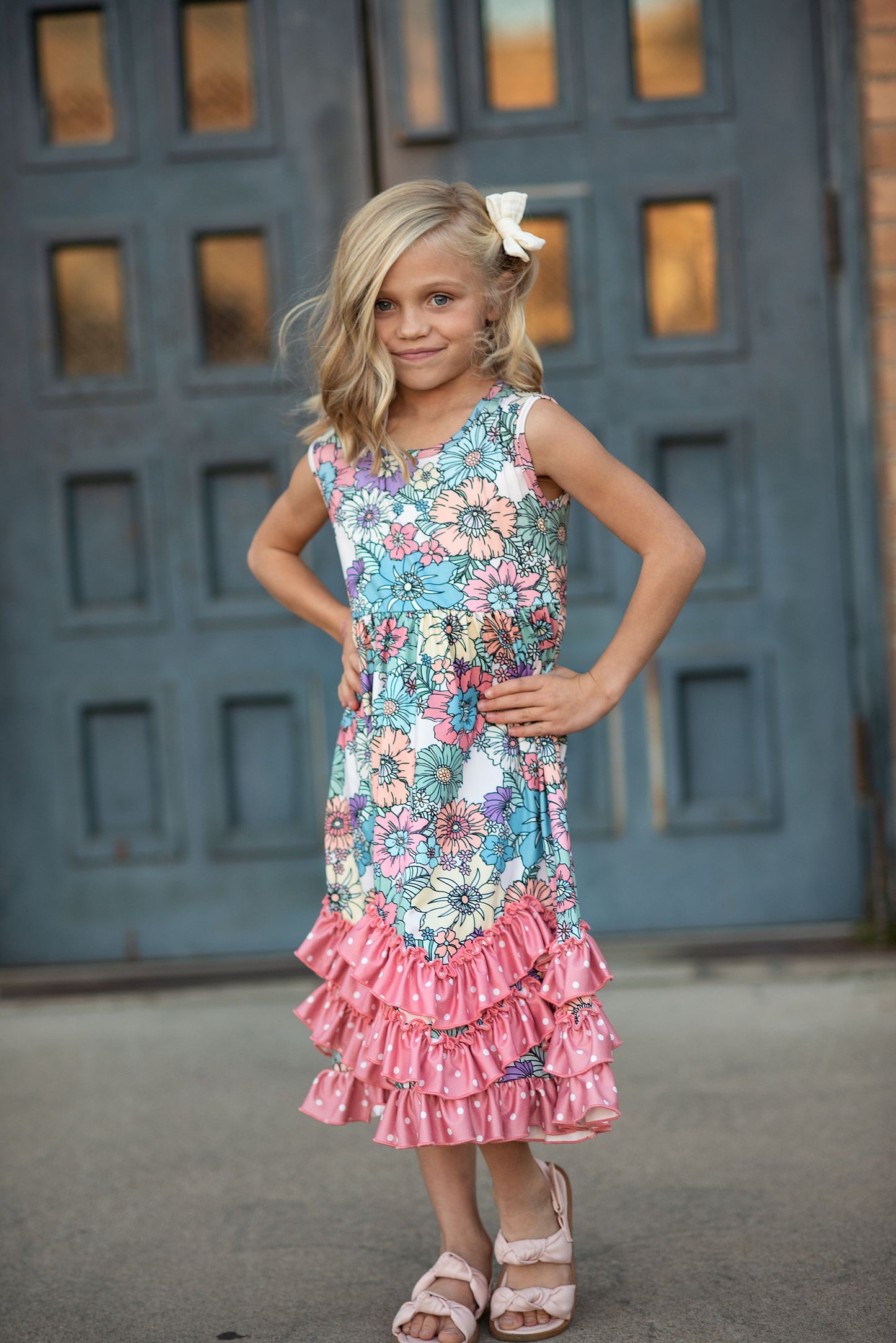 Floral 3 Ruffle Dress