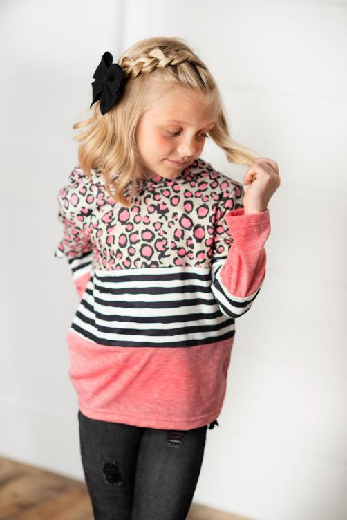 Pink Lep Stripe Hoodie Shirt