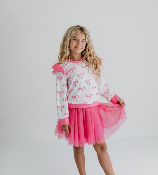 Hot Pink Bow Skirt Set