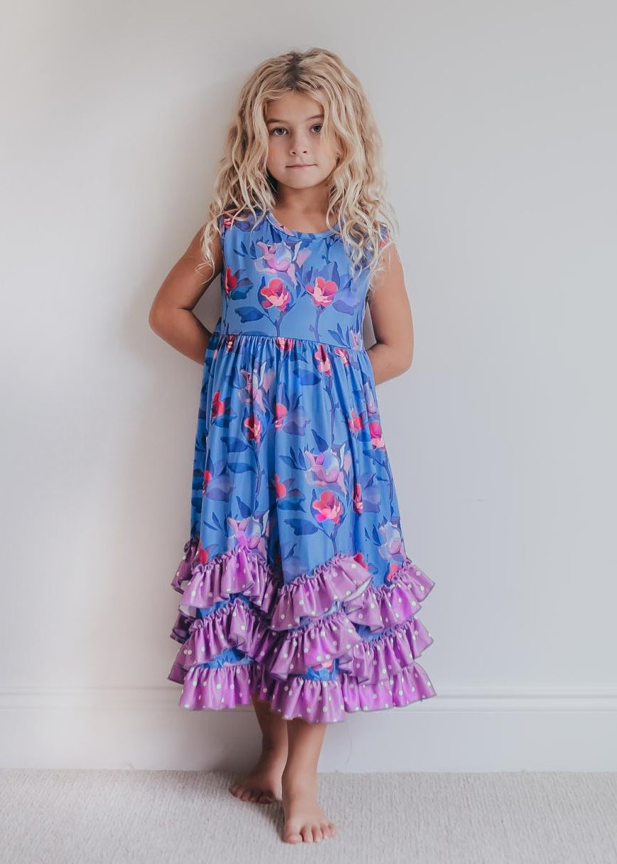 Lavender 3 Ruffle Dress