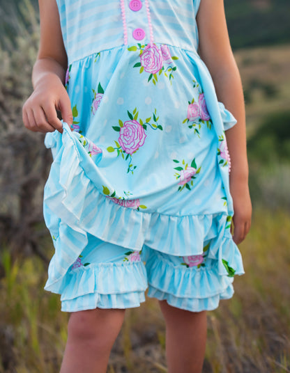 Light Blue Ruffle Short Set