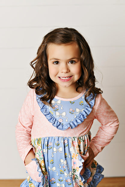 Lucy Blue Pink Bow Bell Pant Set