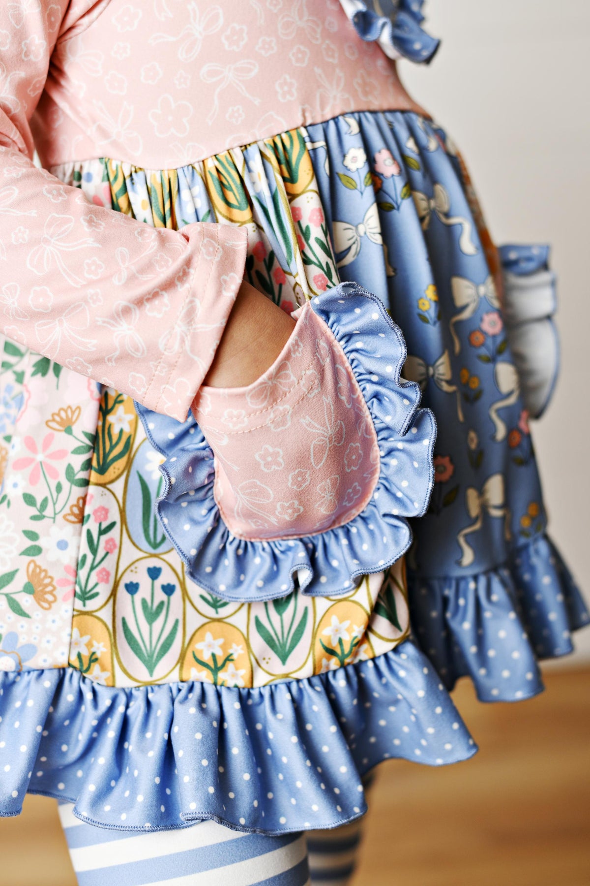 Lucy Blue Pink Bow Bell Pant Set