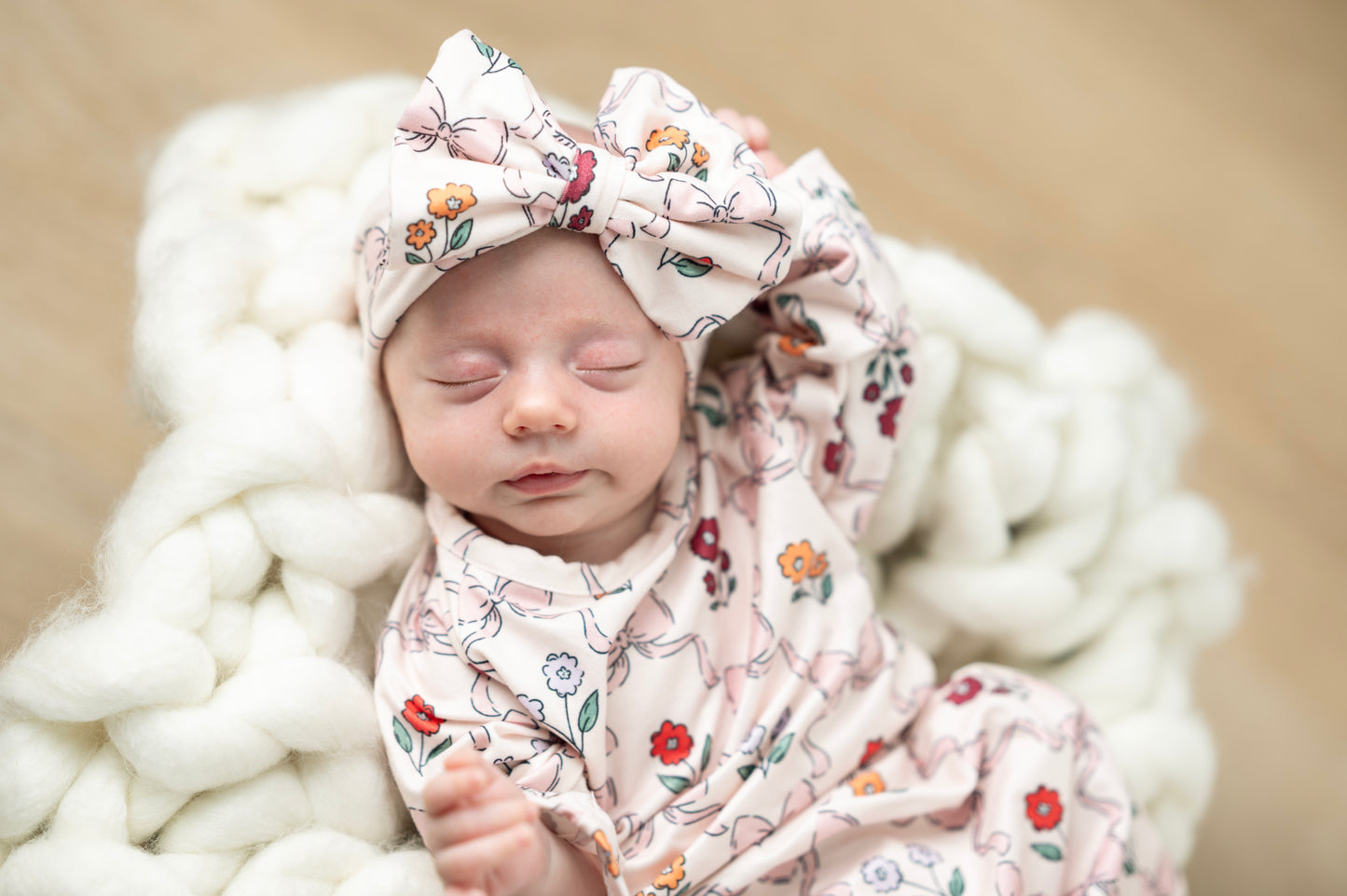 Mod Pink Bow Baby Gown