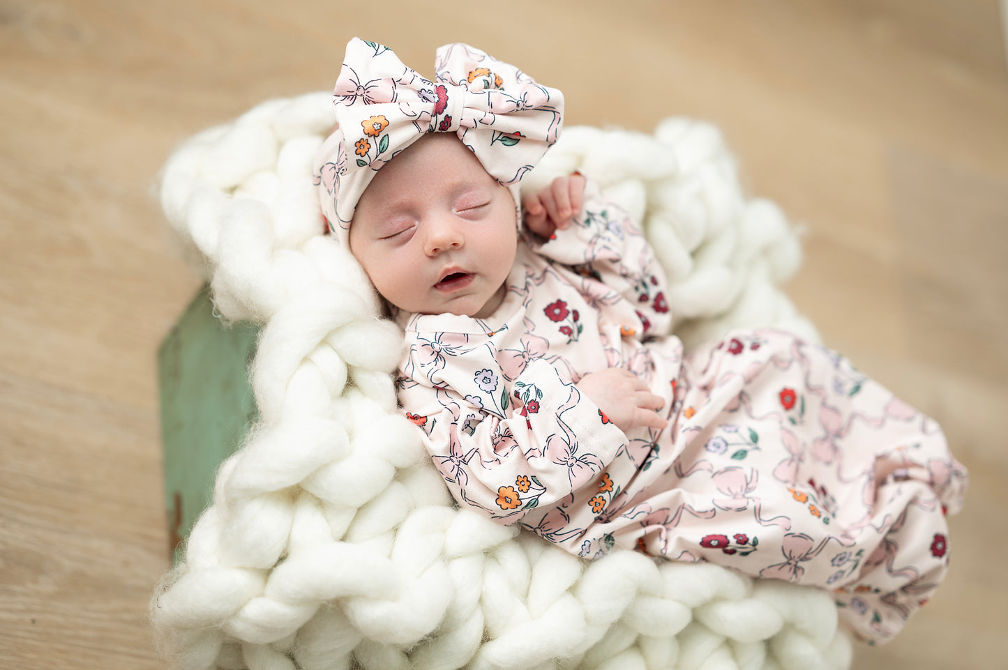 Mod Pink Bow Baby Gown