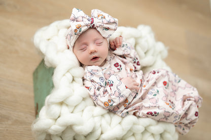 Mod Pink Bow Baby Gown
