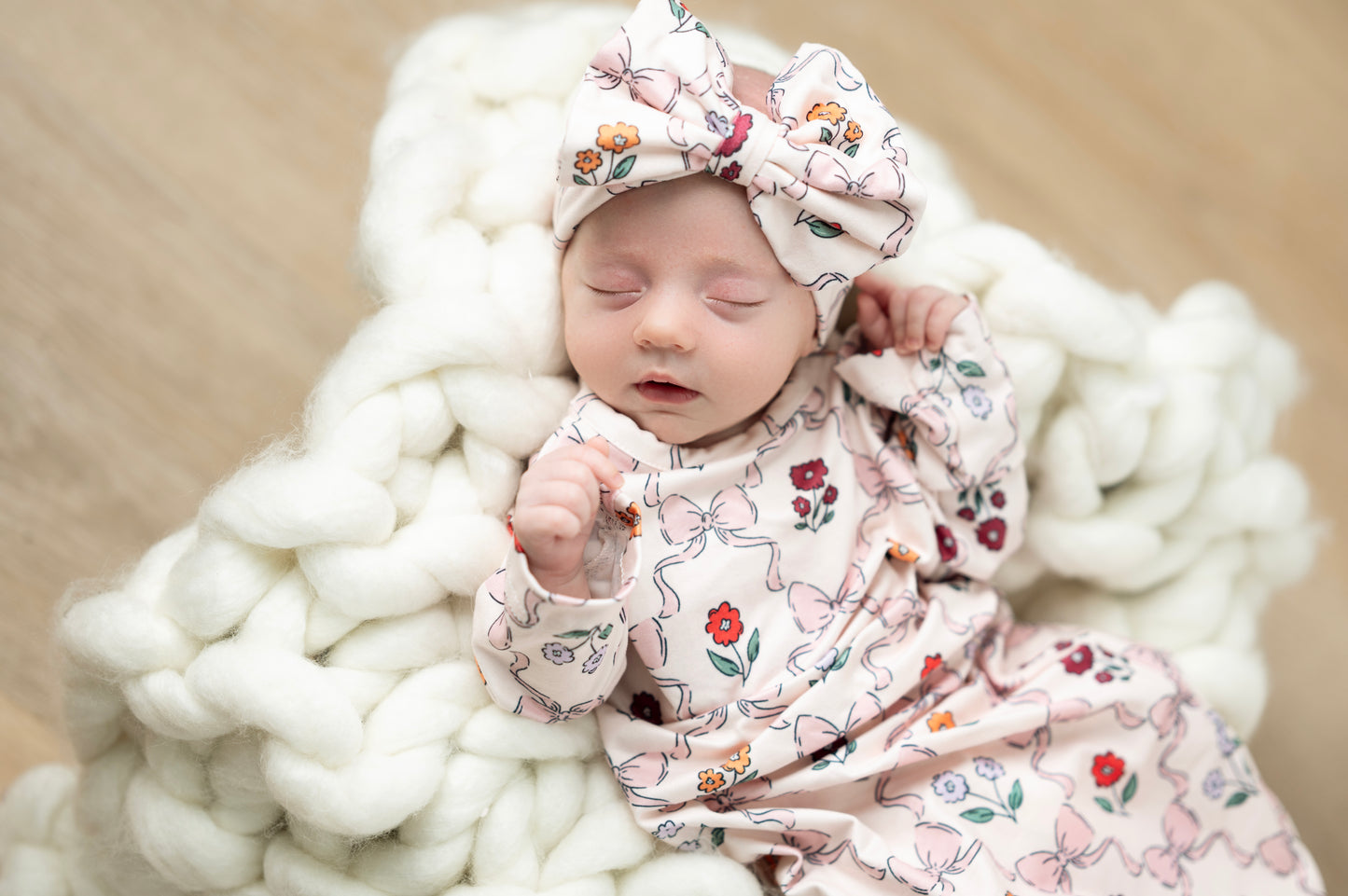 Mod Pink Bow Baby Gown