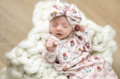 Mod Pink Bow Baby Gown