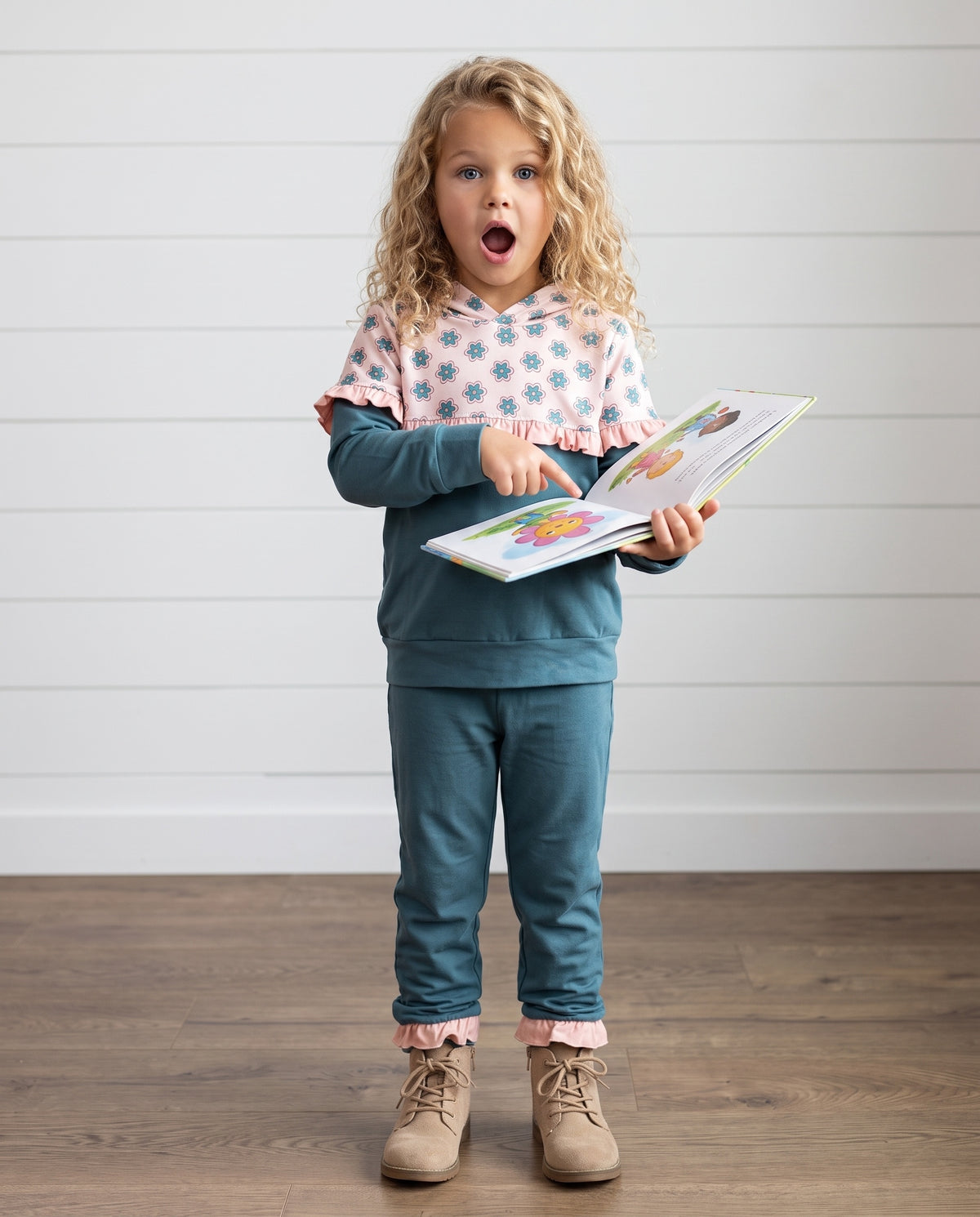 Molly Teal Bloom Hooded Sweat Set