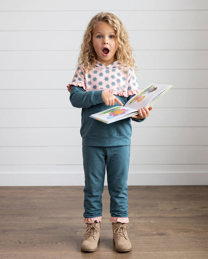 Molly Teal Bloom Hooded Sweat Set