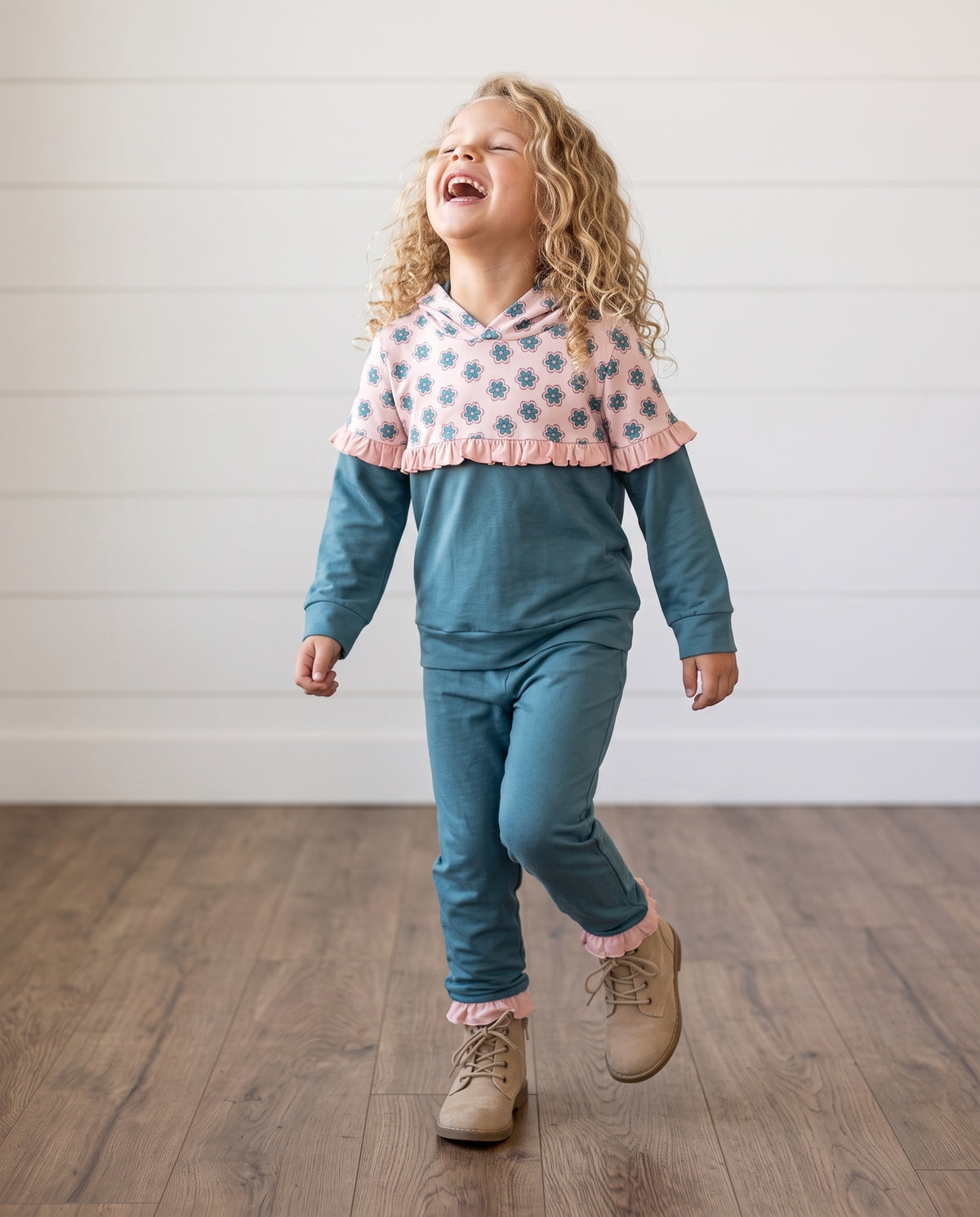 Molly Teal Bloom Hooded Sweat Set