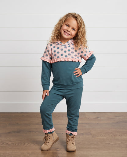 Molly Teal Bloom Hooded Sweat Set