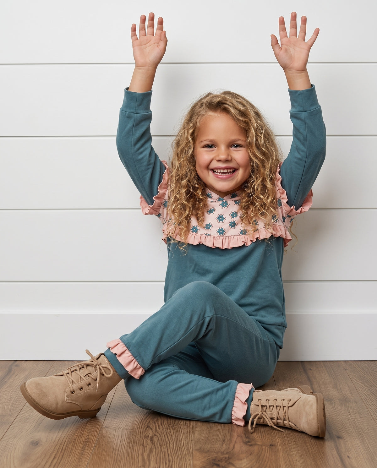 Molly Teal Bloom Hooded Sweat Set