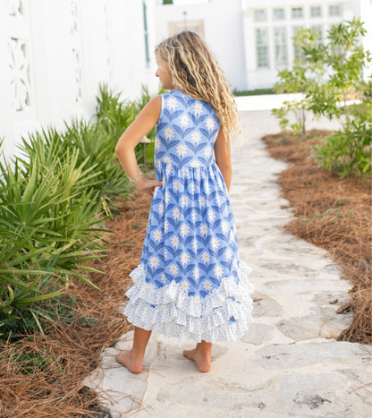 Olivia 3 Ruffle Blue Dress