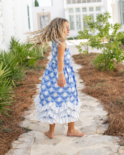 Olivia 3 Ruffle Blue Dress