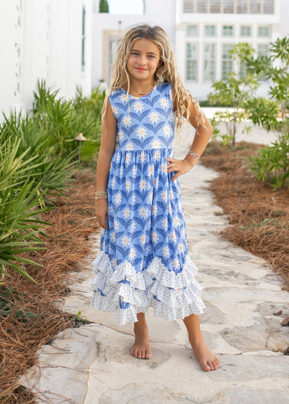 Olivia 3 Ruffle Blue Dress