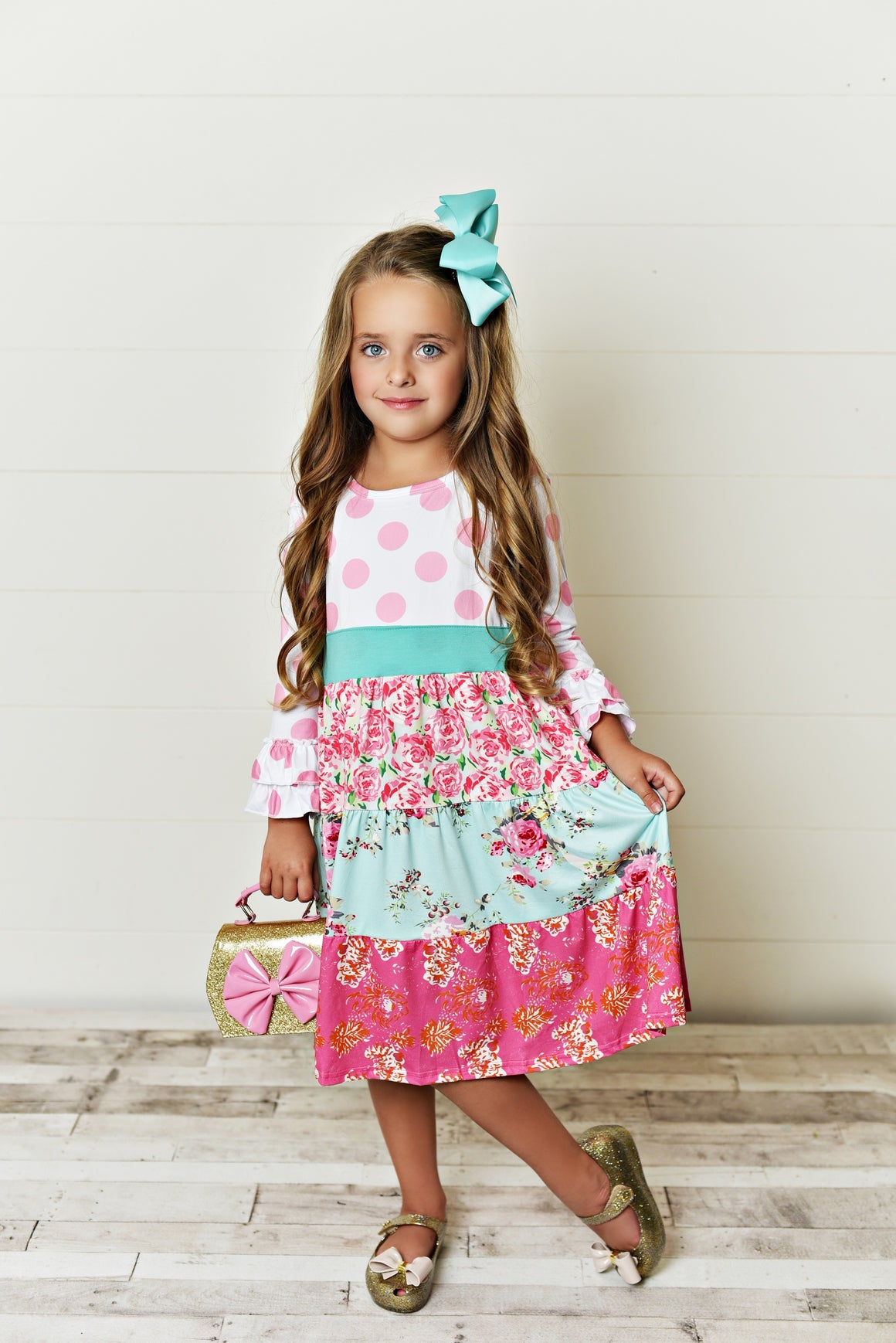 Pink Polka Dot Tiered Dress